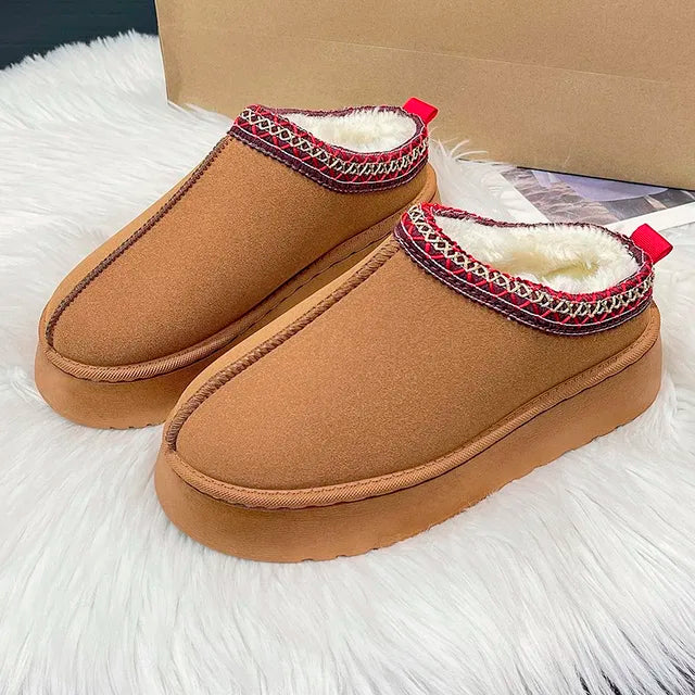 New Winter Retro Women Snow Warm Suede Leather