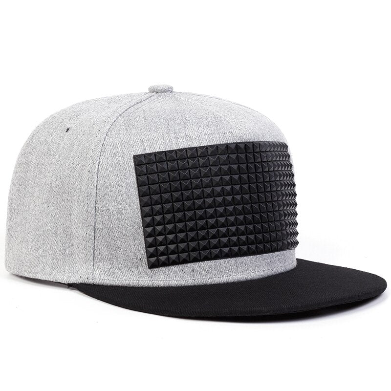 Unisex Adjustable Casual Hip-hop Cap With Square PU Leather Decoration