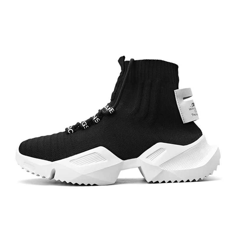 Fashion High Quality Mesh Sneakers Men Casual Shoe Lightweight Comfortable Lace-Up Man'S Walking High Top Sneakers